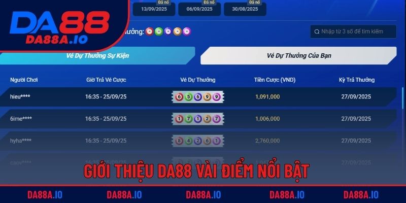 Giới Thiệu DA88 - Nhà Cái Giải Trí Trực Tuyến Hàng Đầu 2 Giới thiệu DA88 vài điểm nổi bật nhà cái mang đến